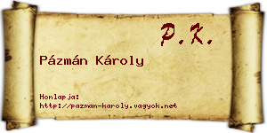 Pázmán Károly névjegykártya