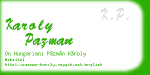 karoly pazman business card