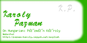 karoly pazman business card